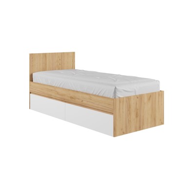 Кровать «Мадера», с ящиками и основанием, спальное место, 900×2000 мм, дуб крафт золотой/белый