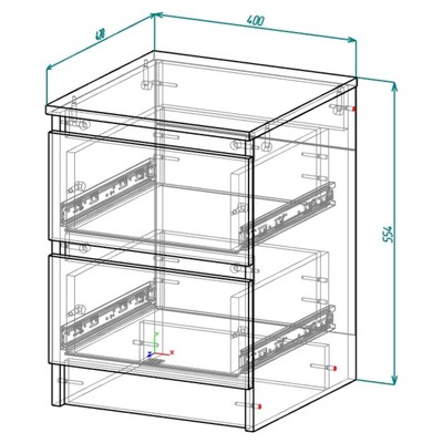 Тумба прикроватная «Клик Мебель. Мадера 2», 2 ящика, 400×420×554 мм, цвет дуб крафт золотой/белый