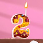 Свеча для торта "Печенье с шоколадной глазурью", цифра 2, 5,5 см - Фото 1