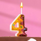 Свеча для торта "Печенье с шоколадной глазурью", цифра 4, 5,5 см - Фото 1