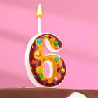 Свеча для торта "Печенье с шоколадной глазурью", цифра 6, 5,5 см - Фото 1
