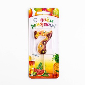 Свеча для торта «Печенье с шоколадной глазурью», цифра 7, 5.5 см (комплект 3 шт)