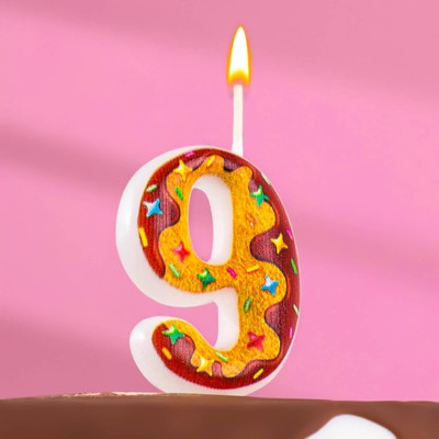 Свеча для торта «Печенье с шоколадной глазурью», цифра 9, 5.5 см