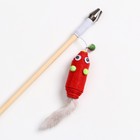 Дразнилка - удочка "Мышь из фетра с норковым хвостиком" на деревянной палочке, микс цветов - фото 6659888