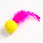 Дразнилка - удочка «Мячик с перьями», на деревянной палочке, цвет МИКС - Фото 5