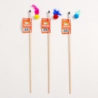 Дразнилка - удочка «Мячик с перьями», на деревянной палочке, цвет МИКС - Фото 7