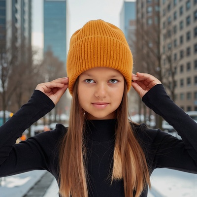 Шапка детская MINAKU, размер 52-54, оранжевая