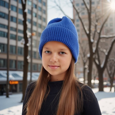 Шапка детская MINAKU: Cozy Winter, синяя, размер 52-54 (5-7 лет)