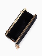 Сумка-клатч женская вечерняя на фермуаре, жёсткий корпус, с золотистой кисточкой, чёрная - Фото 6