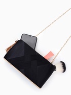 Сумка-клатч женская вечерняя на фермуаре, жёсткий корпус, с золотистой кисточкой, чёрная - Фото 2