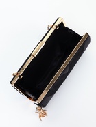 Сумка-клатч женская вечерняя на фермуаре, жёсткий корпус, с золотистой кисточкой, чёрная - Фото 9