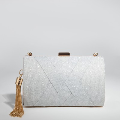 Сумка-клатч на фермуаре, цвет серебряный