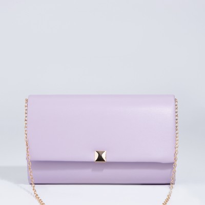 Сумка-клатч женская вечерняя на магните, с золотистой цепочкой, сиреневая