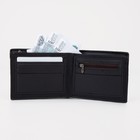 Портмоне мужское TEXTURA, отдел для карт, купюр, монет, цвет чёрный - фото 27097206