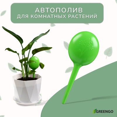 Автополив для комнатных растений, h=28 см, 380 мл, пластик, набор 2 шт., зелёный, Greengo