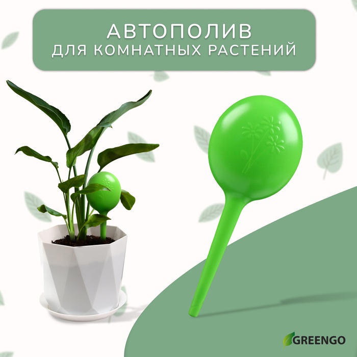 Автополив для комнатных растений, h=28 см, 380 мл, пластик, набор 2 шт., зелёный, Greengo