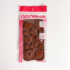 Форма для шоколада Доляна «Цветение», силикон, 21×10.5×0.7 см, 12 ячеек, коричневая 7576161