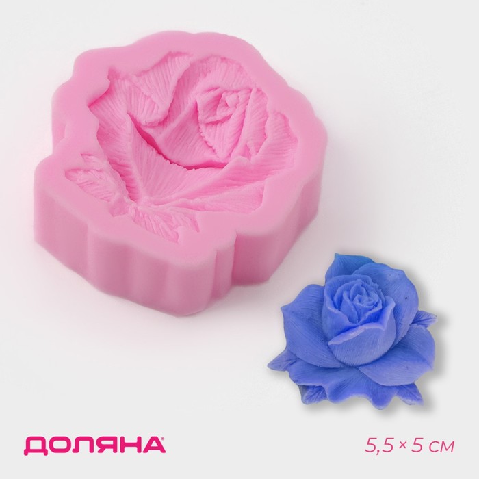 Молд Доляна «Дикая роза», силикон, 5,5×5×1,5 см, цвет розовый - Фото 1