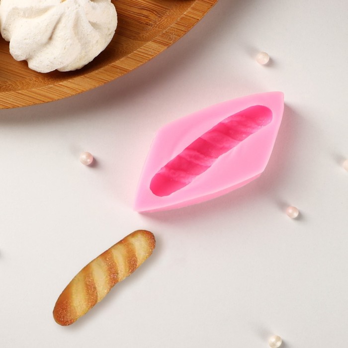 Молд «Багет», силикон, 7.5×3.5×1.5 см, цвет розовый - Фото 1