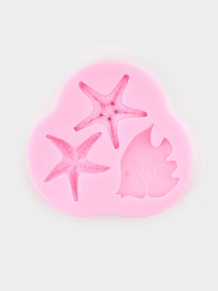 Молд для заливки «Лагуна», силикон, 3 ячейки, 8×7.5×1 см, розовый - Фото 1