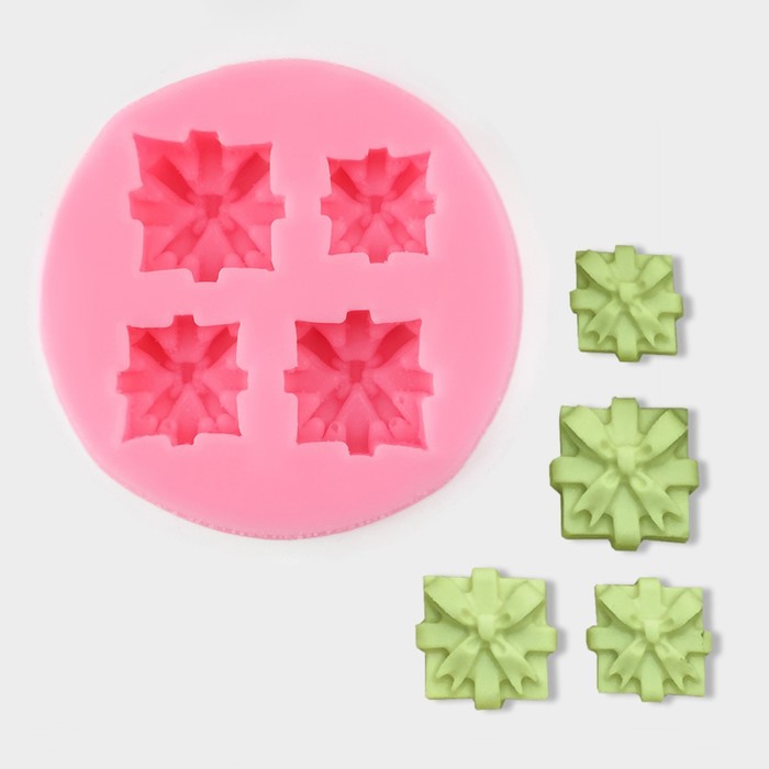 Силиконовый молд «Подарки», 5,5×1,5 см, цвет розовый - Фото 1