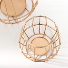 Подсвечник металл "Лофт. Каркас" золото набор 2 шт 10х10х10 15х16,5х16,5 см - фото 24700544