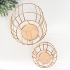 Подсвечник металл "Лофт. Каркас" золото набор 2 шт 10х10х10 15х16,5х16,5 см - фото 24700545