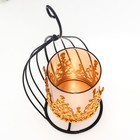 Подсвечник металл, стекло на 1 свечу "Завиток" d-7,5 см, золото, чёрный 12х11х21 см - Фото 5