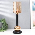 Подсвечник металл, стекло на 1 свечу "Жако" d-8,5 см, золото 11,5х11,5х38,5 см - фото 21700531