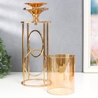 Подсвечник металл, стекло на 1 свечу "Хемена" d-5 см, золото 12х12х42,5 см - фото 21700542