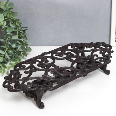 Подставка для подогрева на греющей свече «Растительный узор», подсвечник на 3 свечи, чугун, 6×35×16.5 см