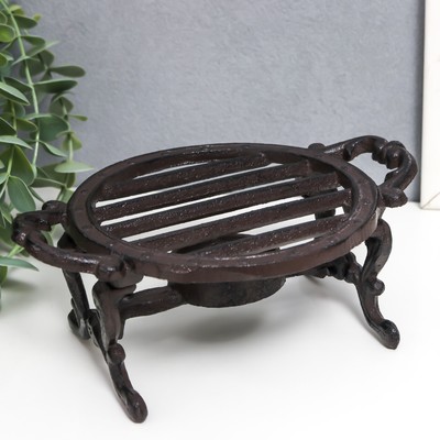 Подставка для подогрева на греющей свече «Полоски», с ручками, подсвечник на 1 свечу, чугун, 7×18×13 см