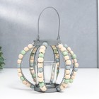 Подсвечник на 1 свечу «Фонарь. Бохо», серый, 19×15.5×13 см 7908592