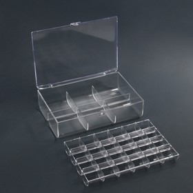 Органайзер для декора, 2 уровня, 30 ячеек, 13 × 18 × 5 см, в картонной коробке, цвет прозрачный