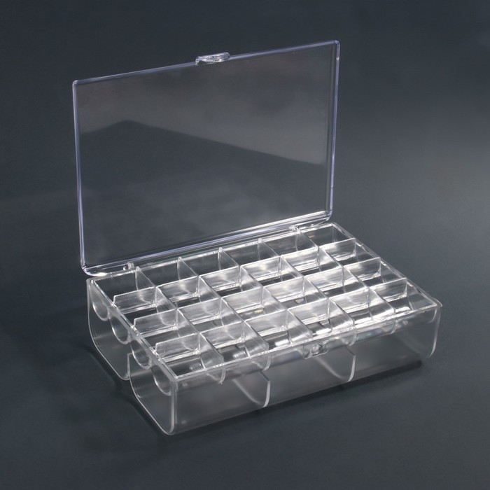 Органайзер для декора, 2 уровня, 30 ячеек, 13 × 18 × 5 см, в картонной коробке, цвет прозрачный 30047