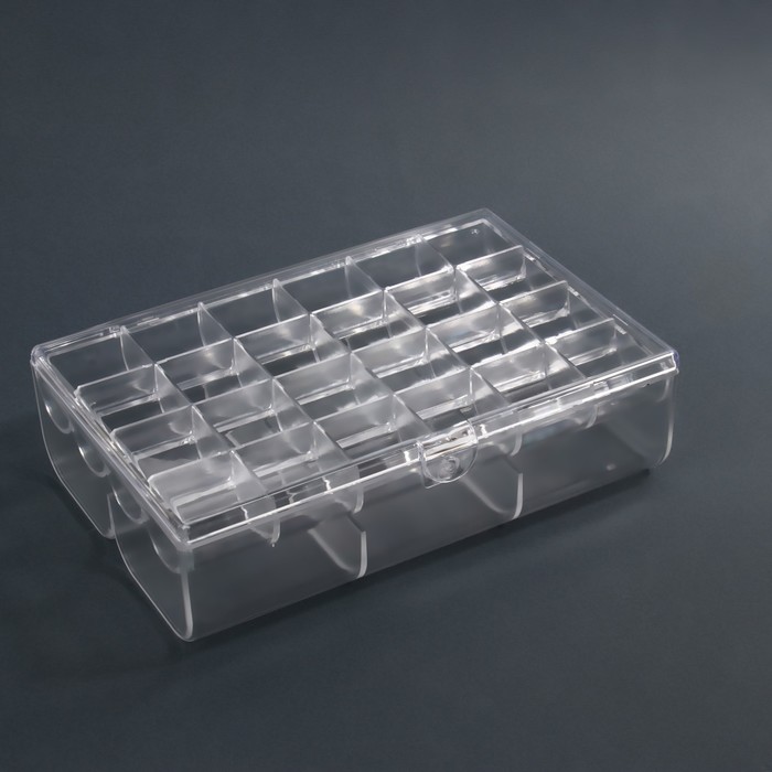 Органайзер для декора, 2 уровня, 30 ячеек, 13 × 18 × 5 см, в картонной коробке, цвет прозрачный 30047