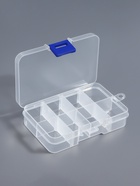 Органайзер для хранения мелочей, передвижные перегородки, 8 секций, 10.5×7×2.4 см, прозрачный - Фото 2