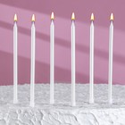 Свечи в торт "Ройс", 6 шт, высокие, 12,5 см, жемчужный металлик - фото 7121014