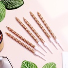 Свечи в торт витые с подставкой, 6 шт., 11 см, шампань - Фото 2