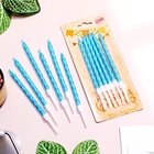 Свечи в торт витые с подставкой, 6 шт., 11 см, небесно-голубой - Фото 3