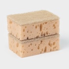 Набор губок для мытья посуды Raccoon «Ренессанс», 2 шт., 9×6.5×3.5 см, крупнопористый поролон, бежевый - Фото 4