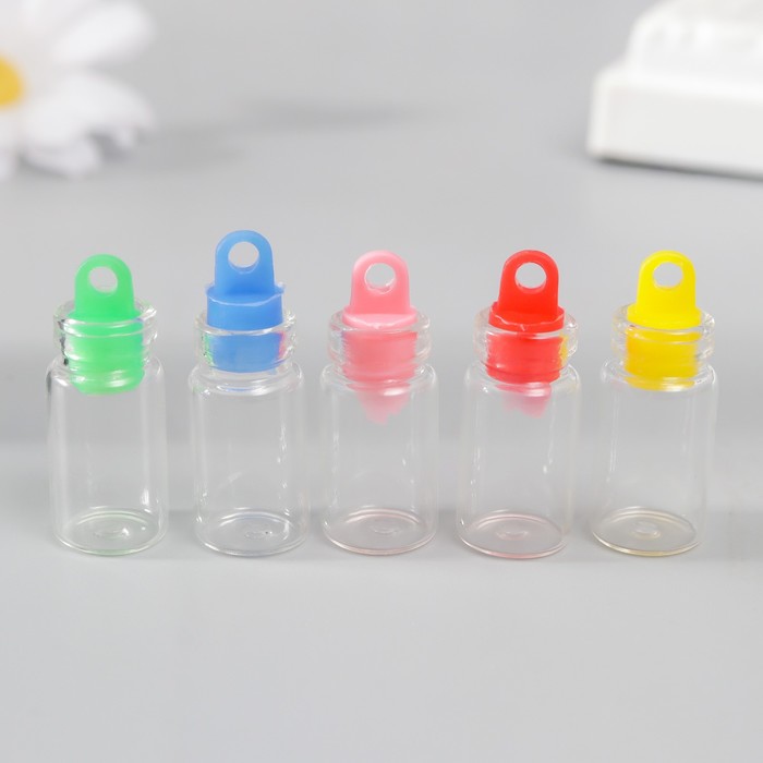 Баночка для хранения с пробкой и петелькой, стекло, для творчества и декора, 1.5 мл, 1.1×1.1×2.2 см, МИКС