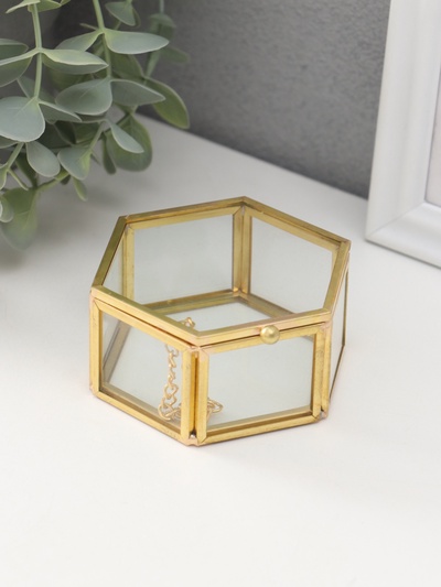 Шкатулка для украшений (колец, колье, серёг) «Шестиугольник», стекло, 8×7×4 см