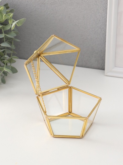 Шкатулка для украшений (колец, колье, серёг) «Домик маленький», 12×12×12 см, стекло