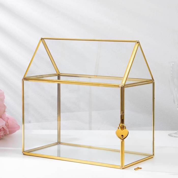 Шкатулка для украшений «Свадебный банк, семейный очаг», 25×14.5×24 см, стекло - Фото 1