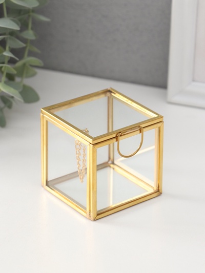 Шкатулка для украшений (колец, колье, серёг) «Куб», 6×6×6 см, стекло