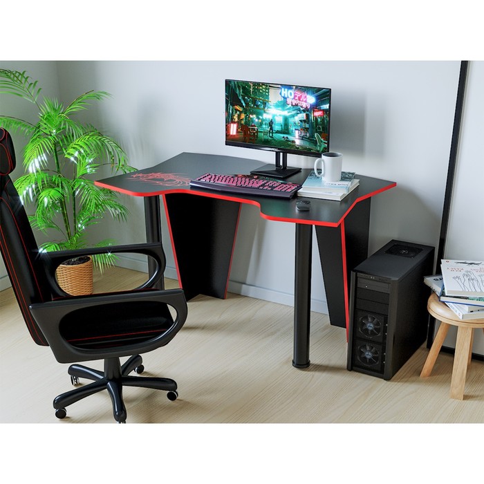 Компьютерный стол КЛ №9.1  1200х750х750 Черный / Красный