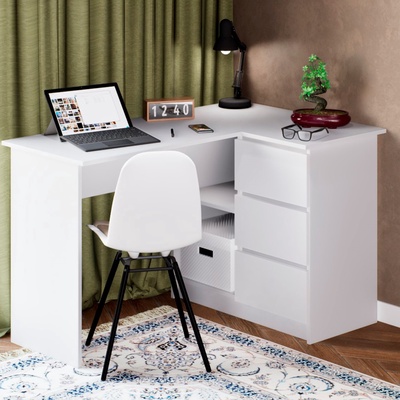 Стол компьютерный «Мадера», 3 ящика, 1244×850×770 мм, цвет белый