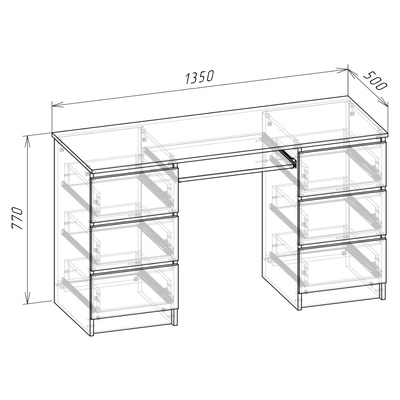 Стол письменный Мадера, 1360х500х770, Белый