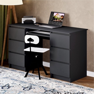 Стол письменный «Мадера», 6 ящиков, 1360×500×770 мм, цвет графит